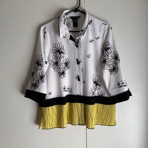 Ali Miles Button Up Blouse Artsy Art To Wear Women’s Size PM